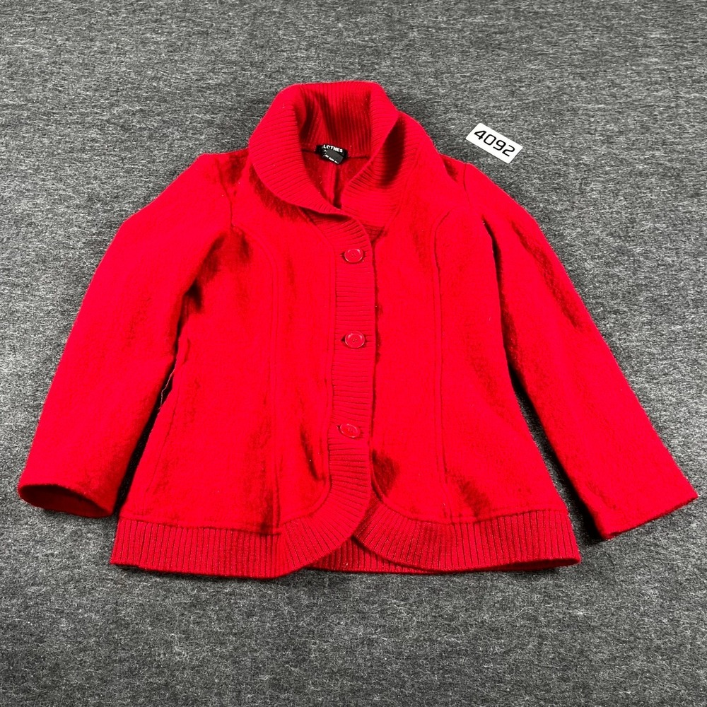 Clothes by‎ Revue Cardigan Sweater Womens Large Red Fleece Lined Button Front